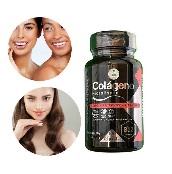 Colágeno Hidrolisado com Ácido Hialurônico, Vitamina C e B12 60cps 500mg - Imagem 2