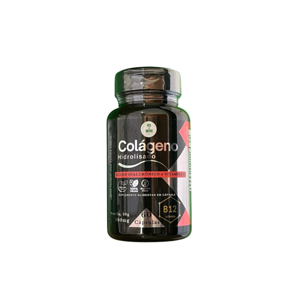 Colágeno Hidrolisado com Ácido Hialurônico, Vitamina C e B12 60cps 500mg