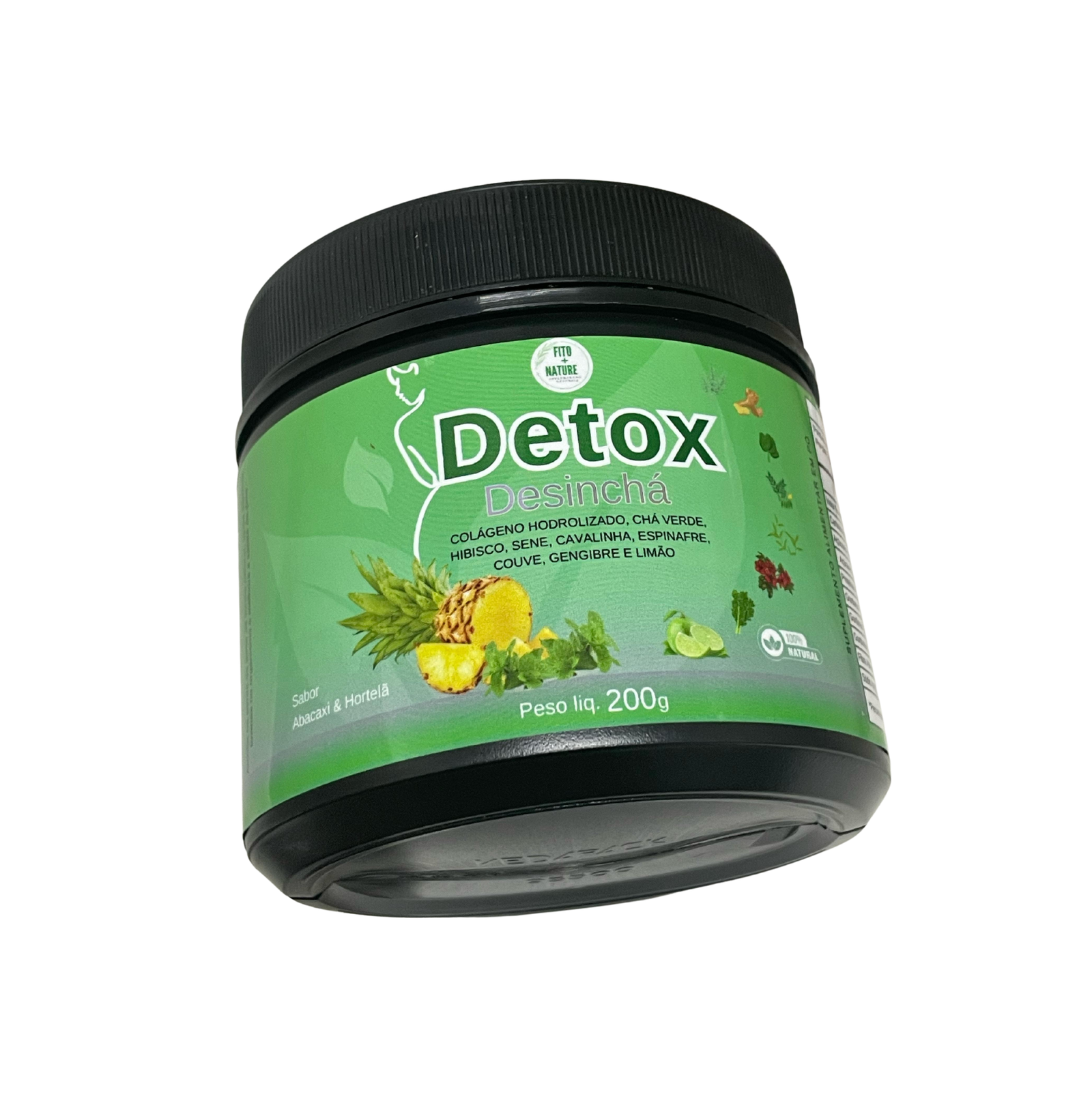 detox desinchá com colageno hidrolisado 200g sabor abacaxi com hortelã da fitomaisnature